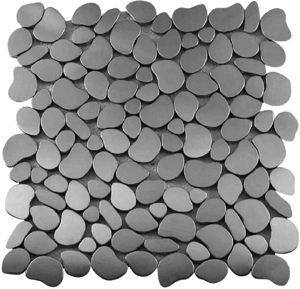 Pebble Gray 12x12 Polished Multi-shaped Metal Mosaic Tile (5 pack, 5.17 sq ft/case) by Apollo Tile