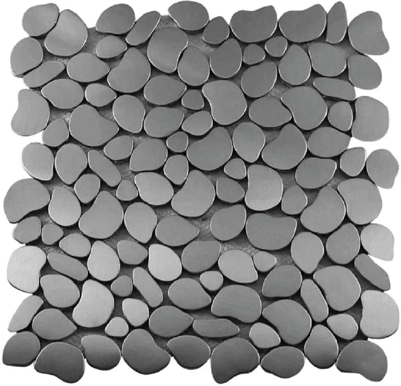 Pebble Gray 12x12 Polished Multi-shaped Metal Mosaic Tile (5 pack, 5.17 sq ft/case) by Apollo Tile