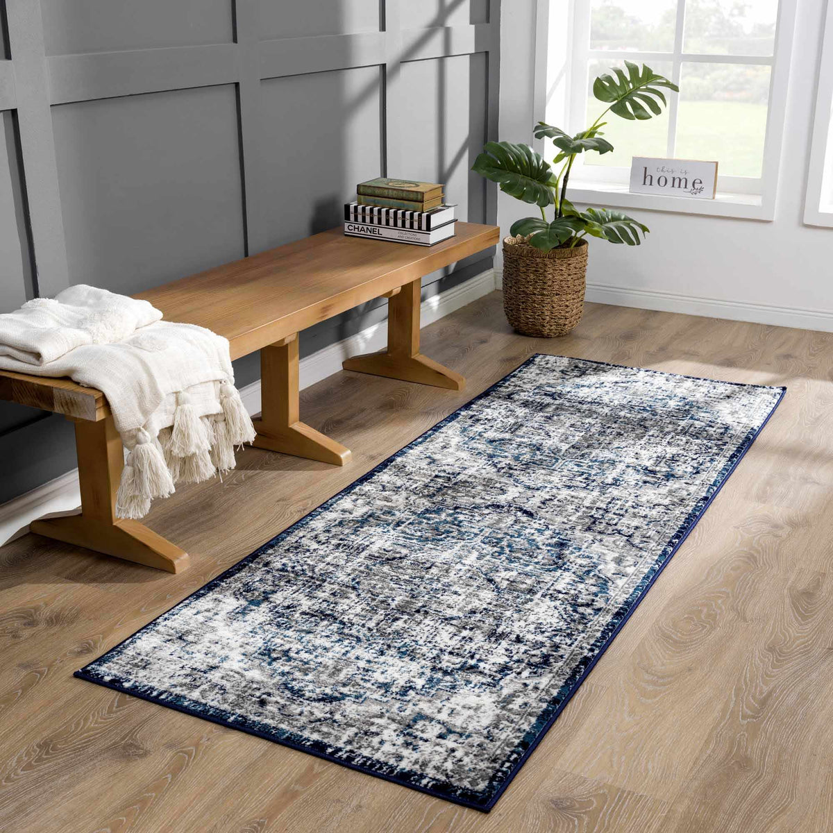 Buenaventura Navy Area Rug by Hauteloom