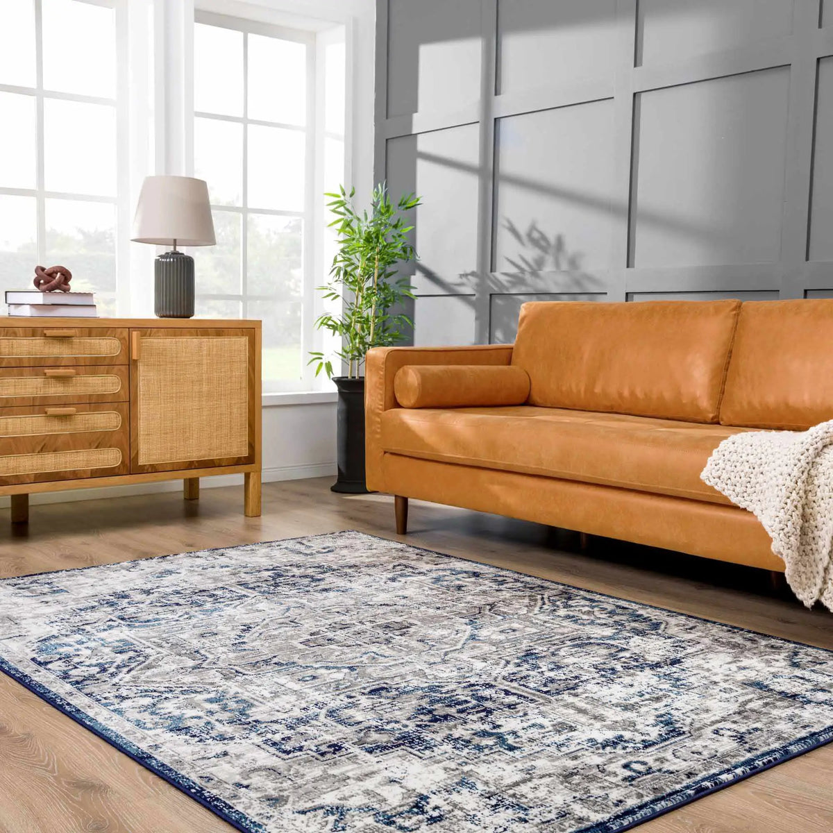 Buenaventura Navy Area Rug by Hauteloom