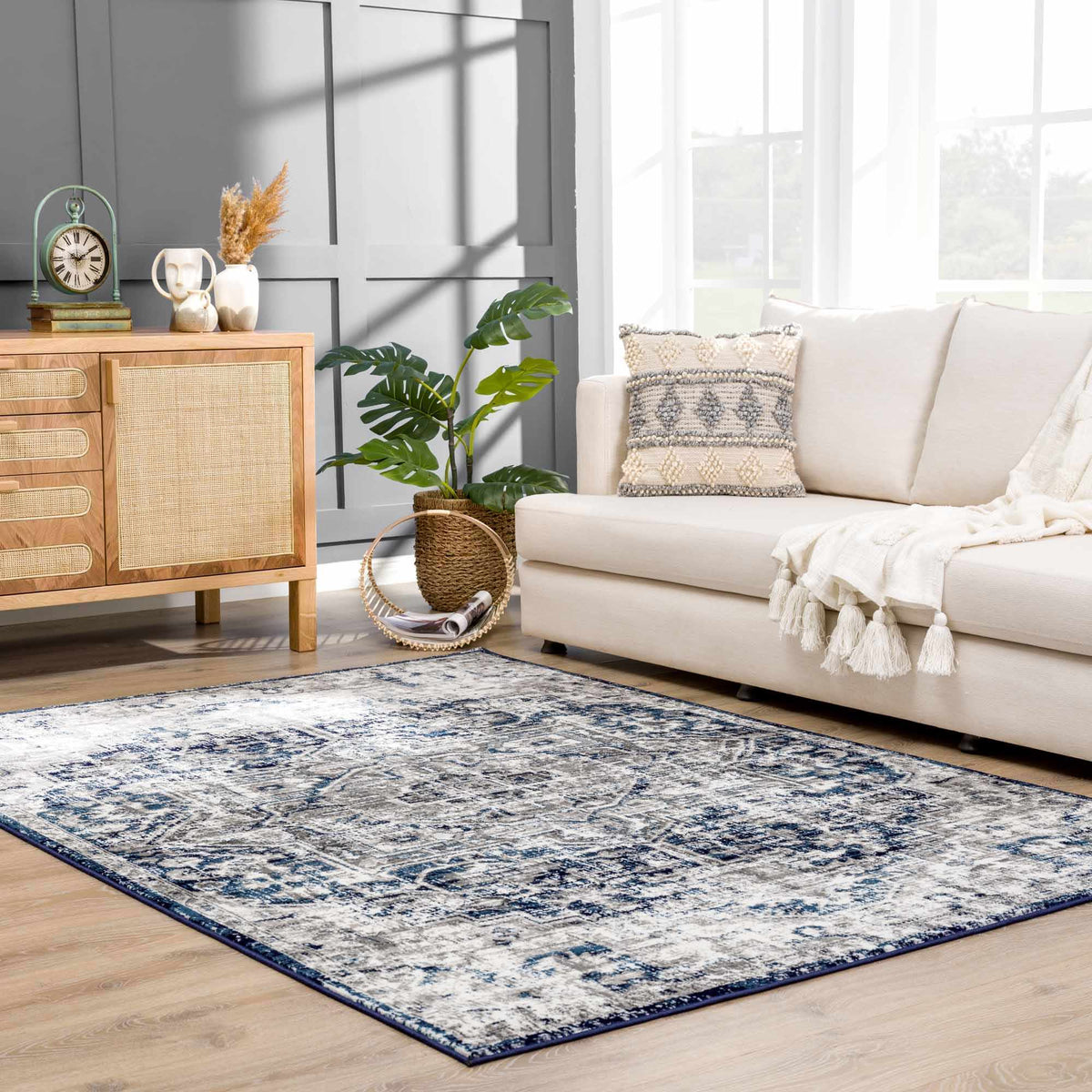 Buenaventura Navy Area Rug by Hauteloom