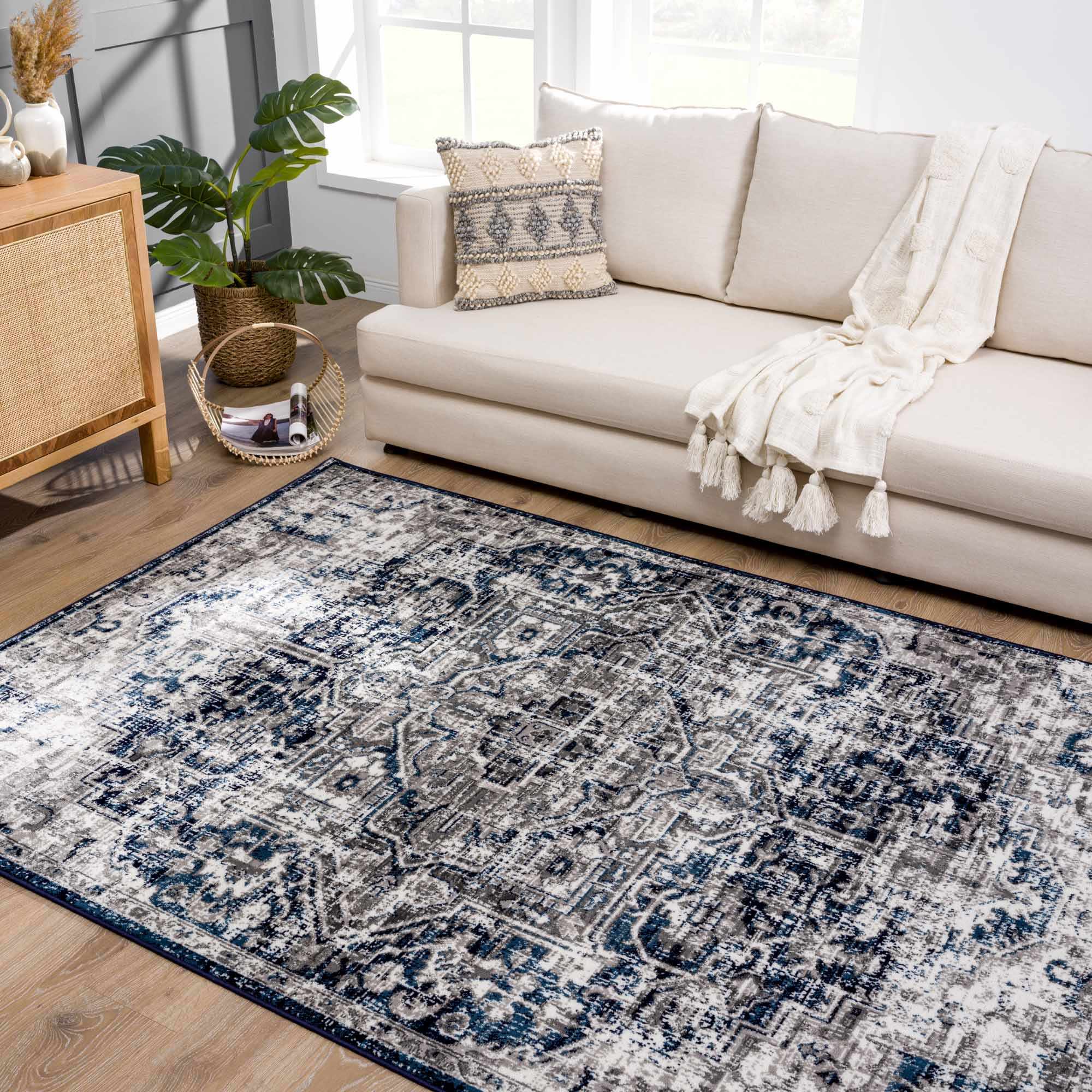 Buenaventura Navy Area Rug - Clearance by Boutique Rugs