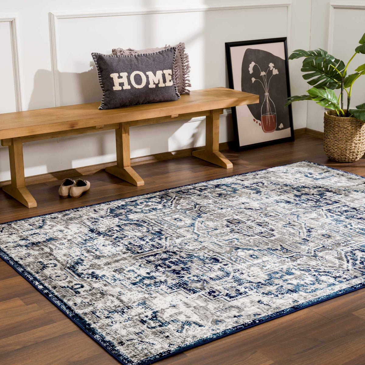 Buenaventura Navy Area Rug by Hauteloom