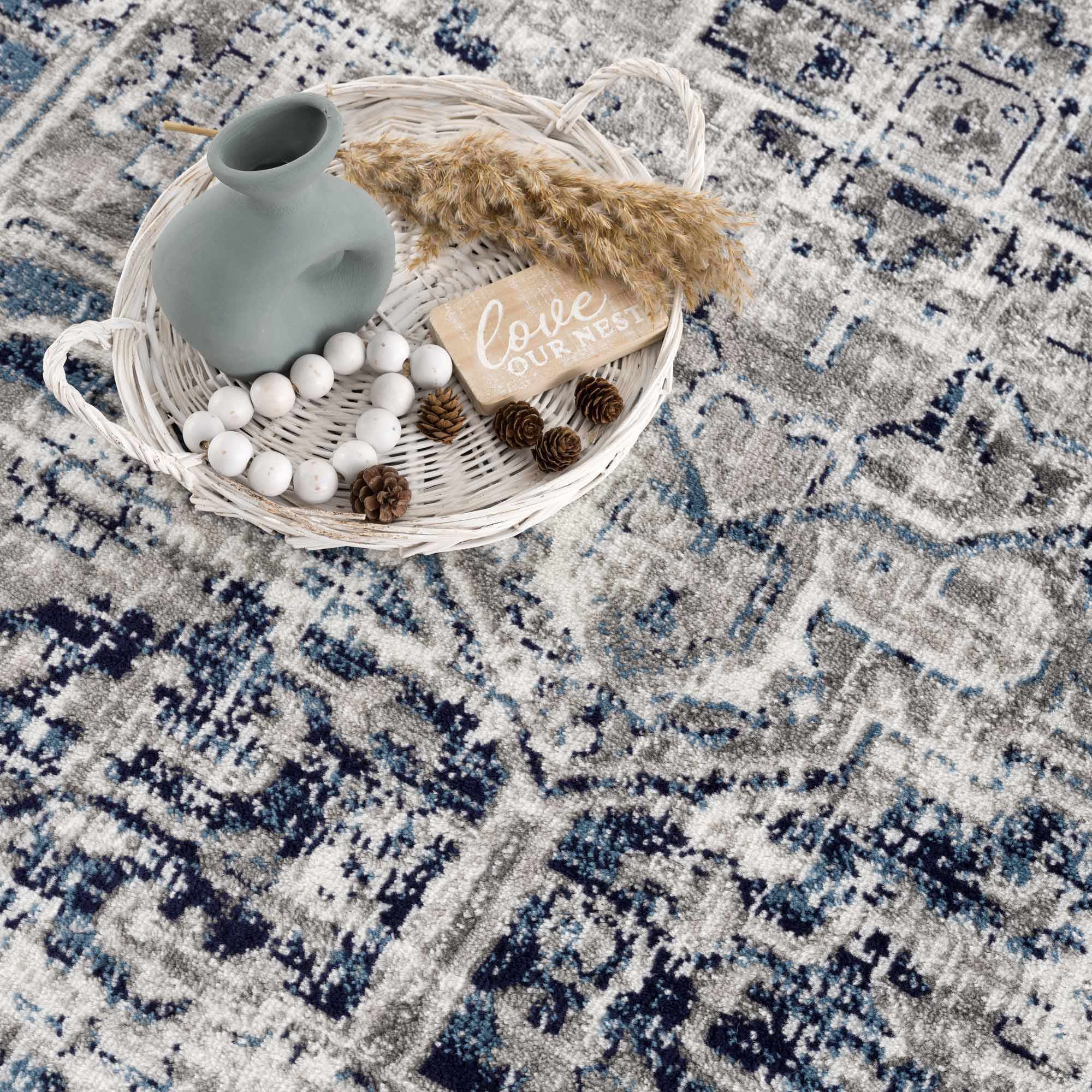 Buenaventura Navy Area Rug by Hauteloom