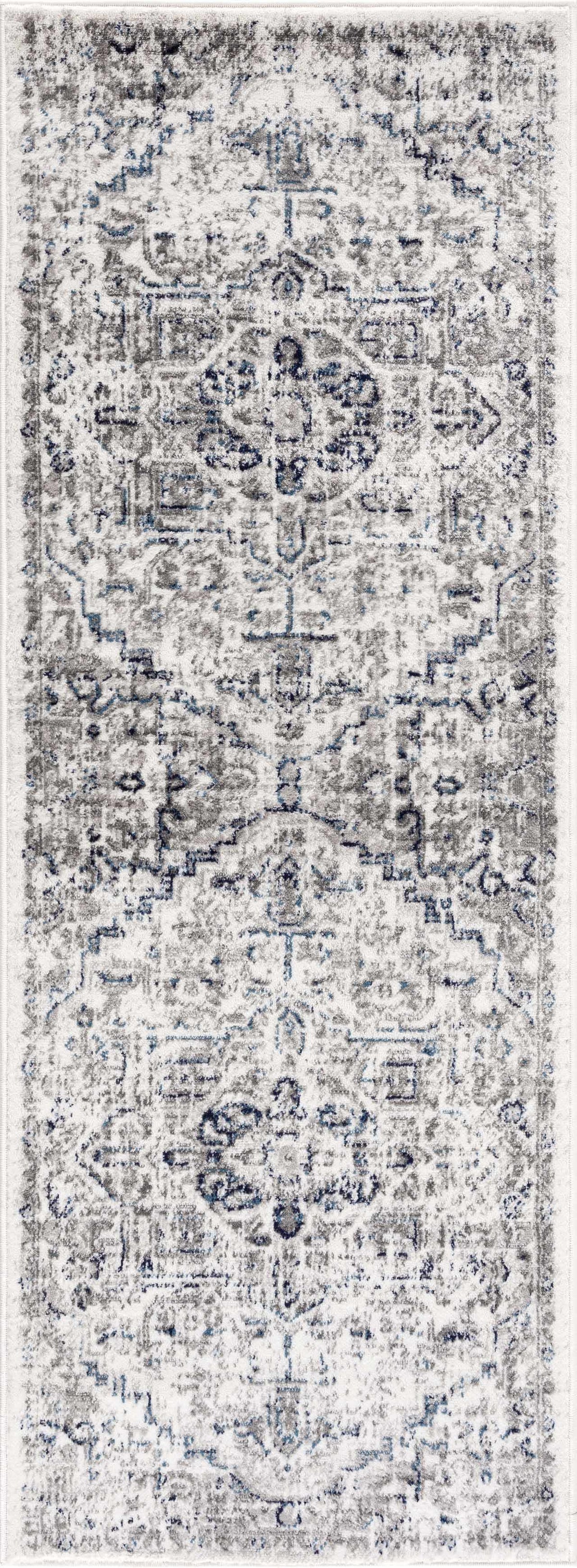 Buenaventura Cream & Navy Area Rug by Hauteloom