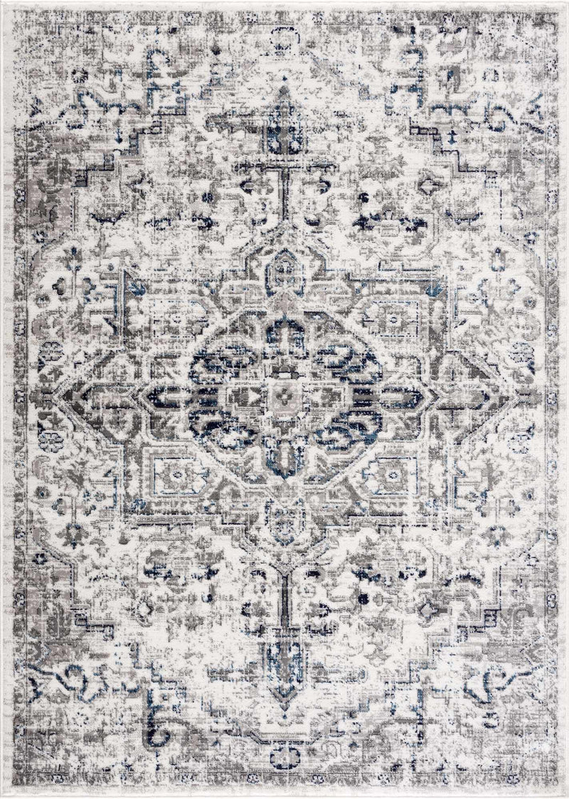 Buenaventura Cream & Navy Area Rug by Hauteloom
