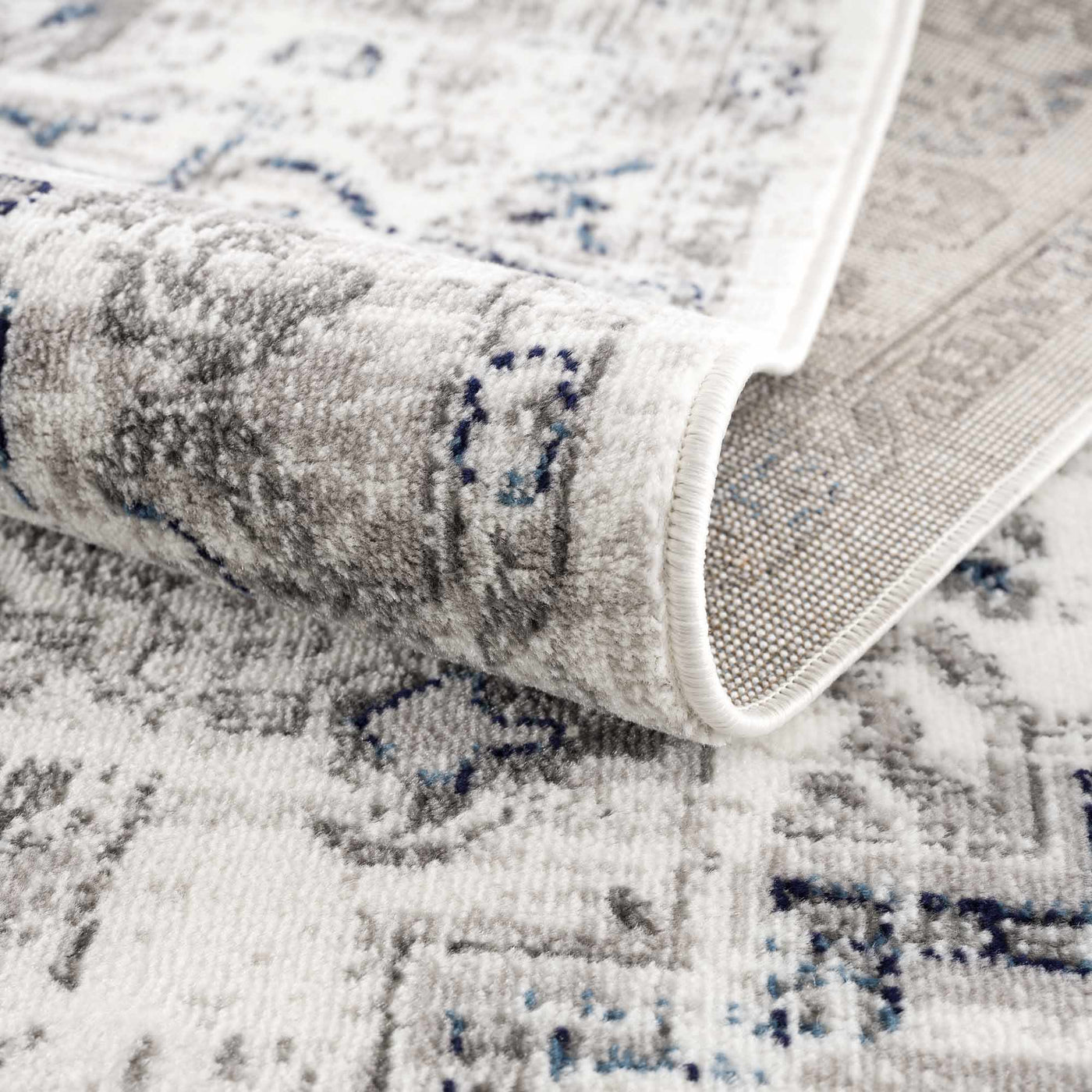 Buenaventura Cream & Navy Area Rug by Hauteloom