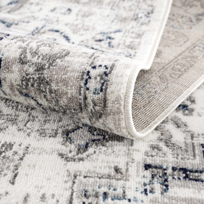 Buenaventura Cream & Navy Area Rug by Hauteloom