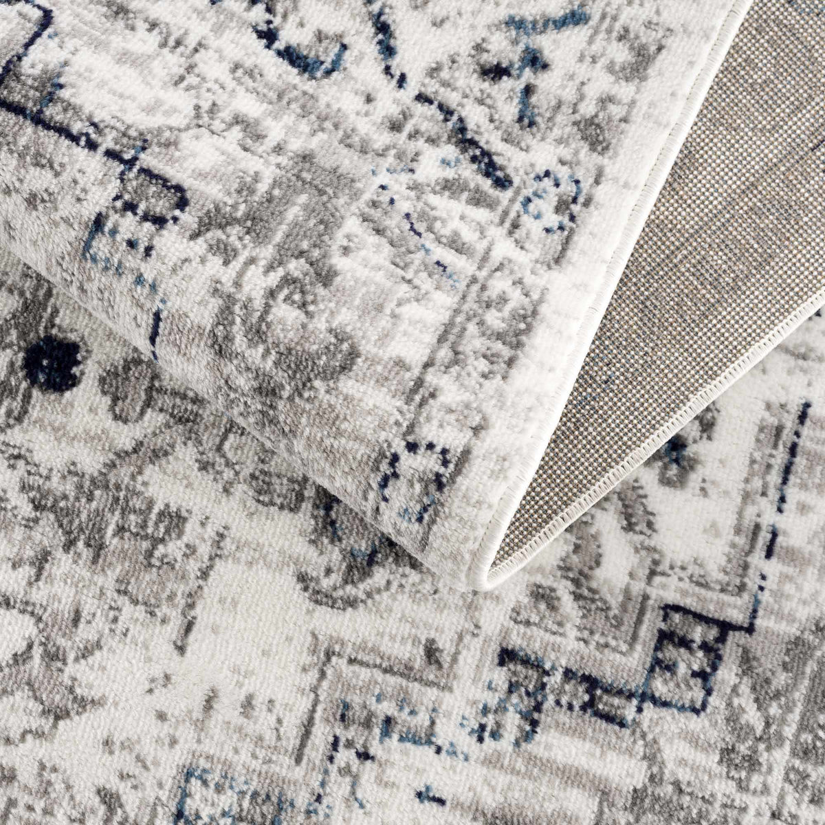 Buenaventura Cream & Navy Area Rug by Hauteloom