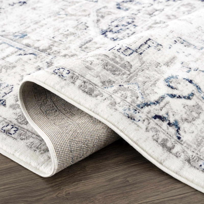 Buenaventura Cream & Navy Area Rug by Hauteloom
