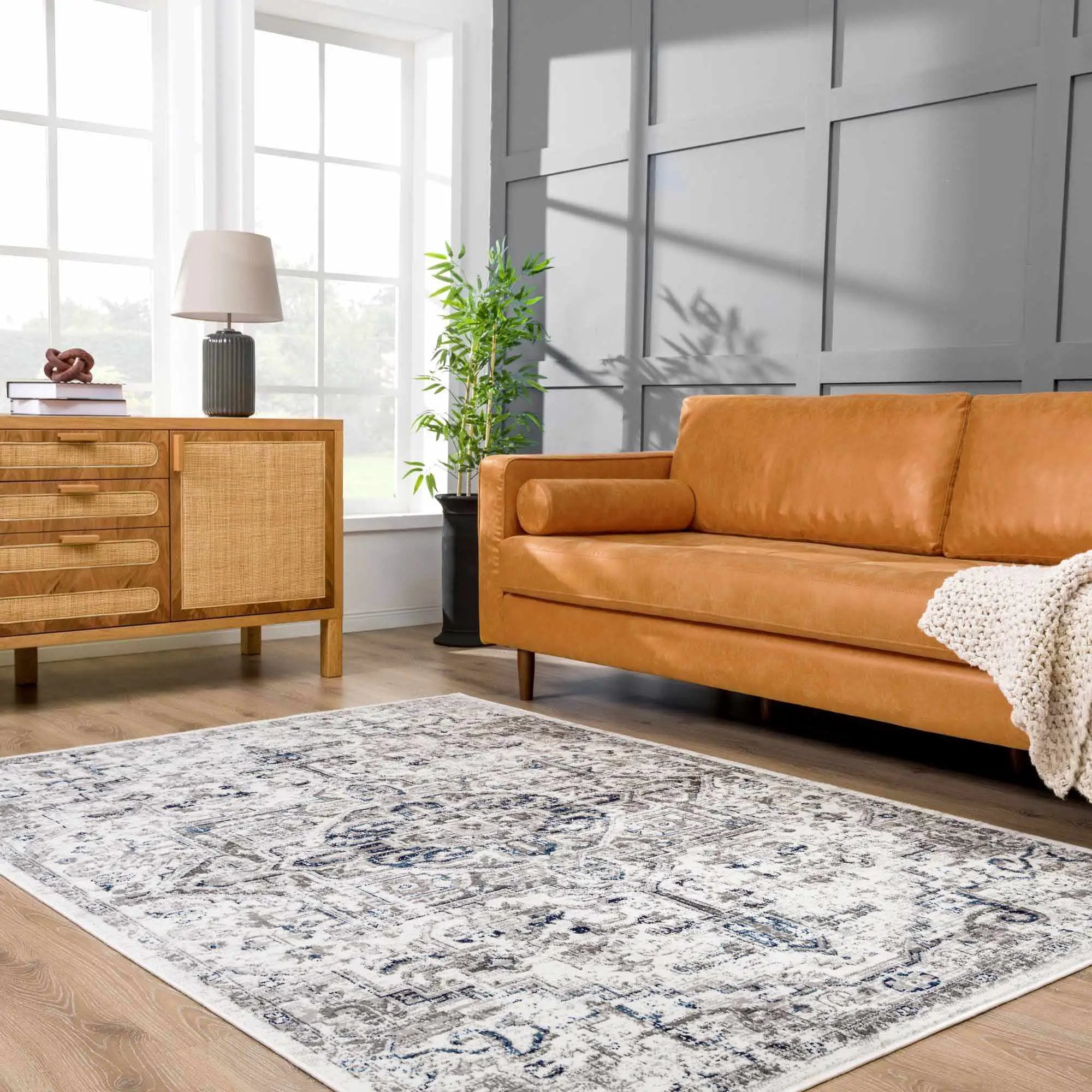 Buenaventura Cream & Navy Area Rug - Clearance by Boutique Rugs