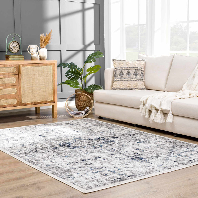 Buenaventura Cream & Navy Area Rug - Clearance by Boutique Rugs