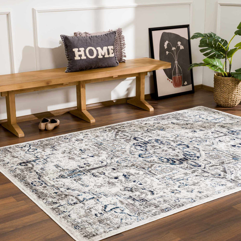 Buenaventura Cream & Navy Area Rug - Clearance by Boutique Rugs