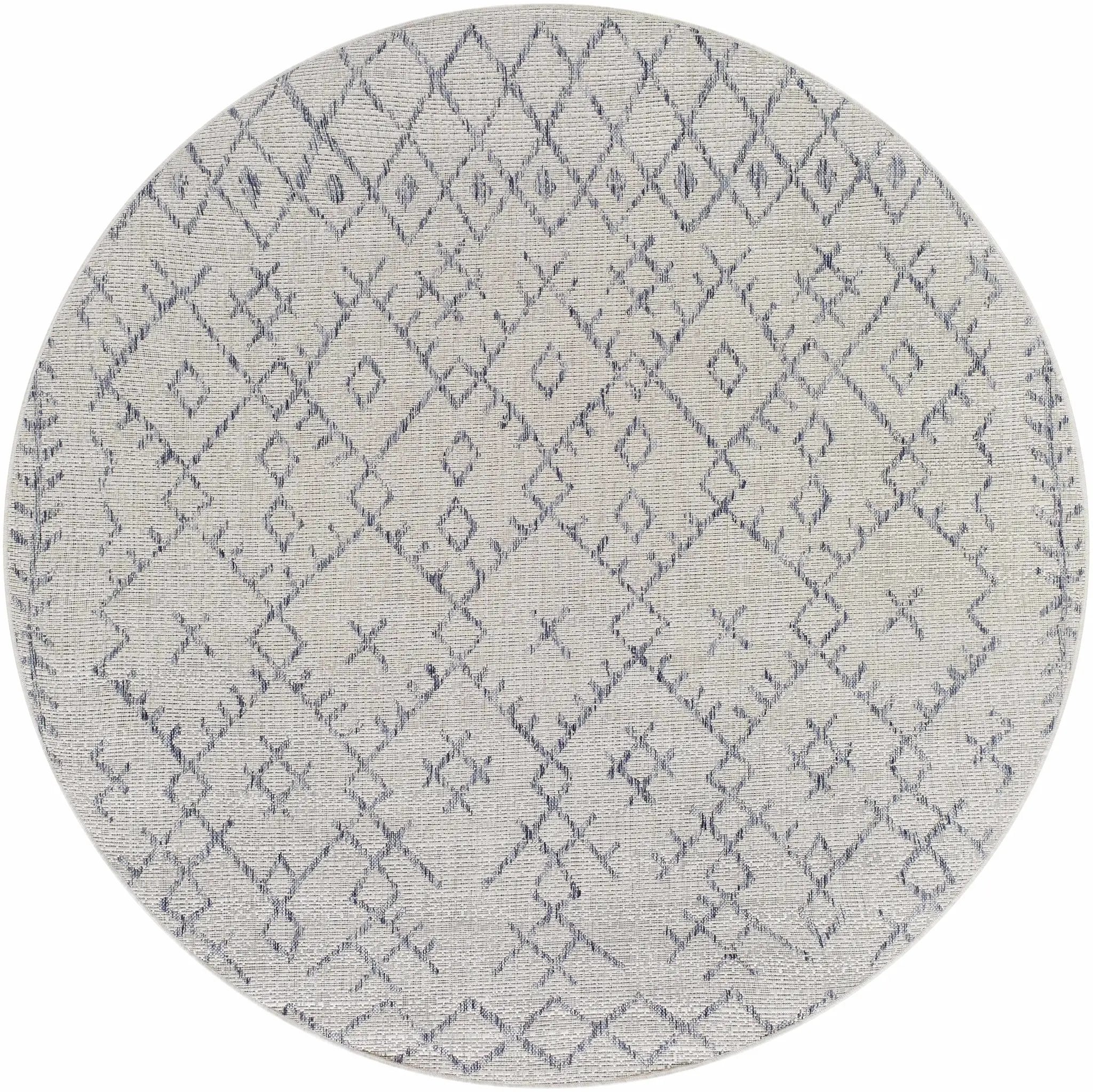 Maunawili Blue Detailed Gray Outdoor Rug - Clearance by Boutique Rugs