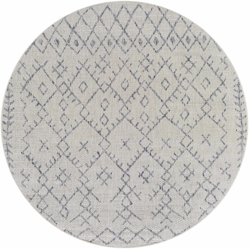 Maunawili Blue Detailed Gray Outdoor Rug - Clearance by Boutique Rugs