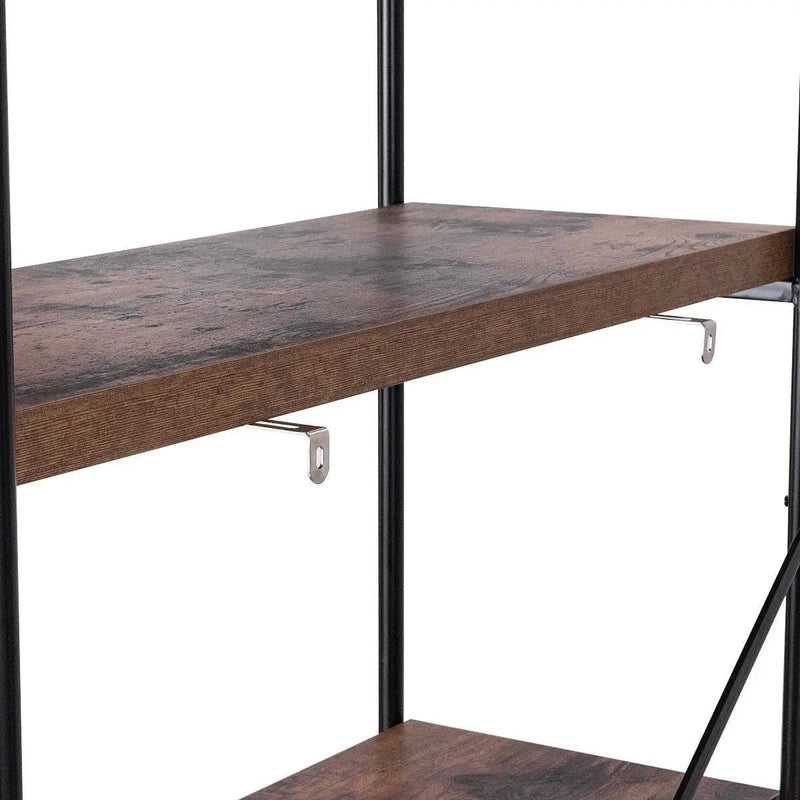 Industrial Metal Wood 5-Tier Bookcase Storage Rack Book Shelf by HomePacific