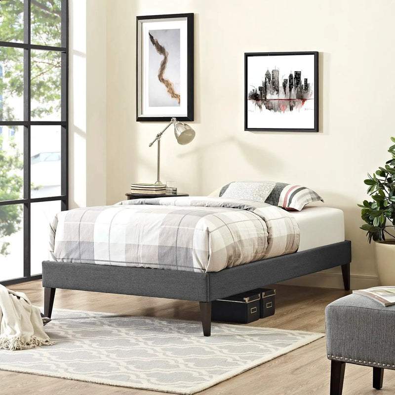 Sharon Fabric Twin Bed Frame with Squared Tapered Legs by Modway by HouseOfZazla