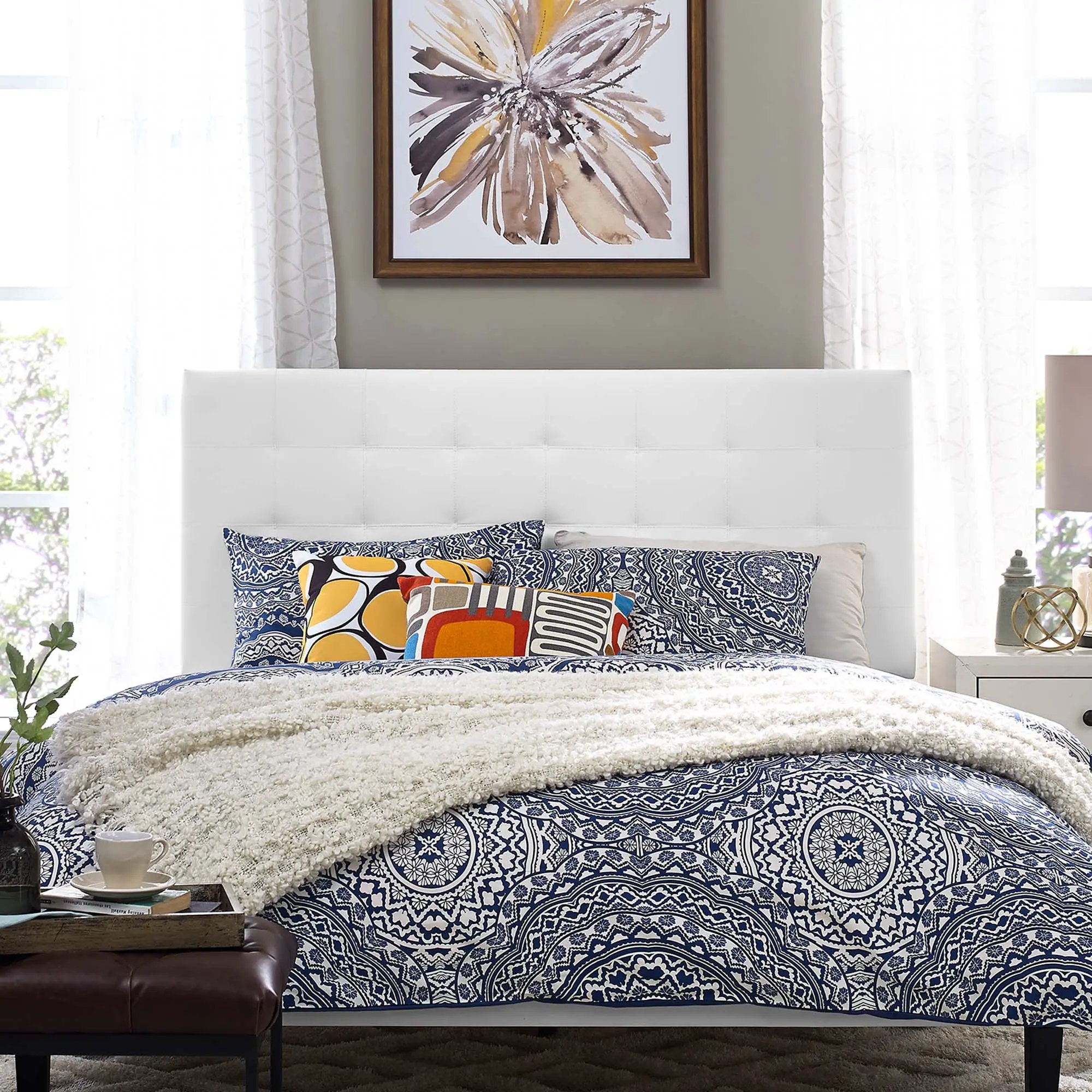 Paisley Tufted Upholstered Faux Leather King and California King Headboard by HouseOfZazla