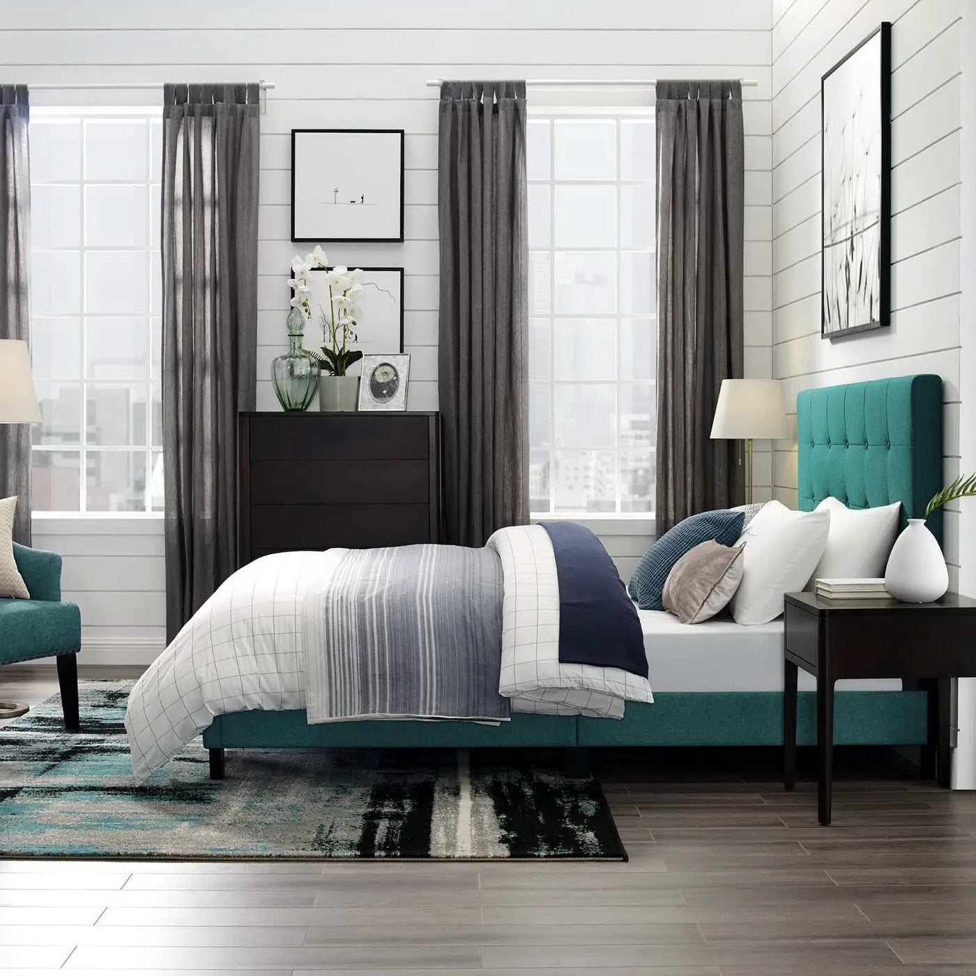 Melanie Tufted Button Upholstered Fabric Queen Platform Bed by Modway by HouseOfZazla