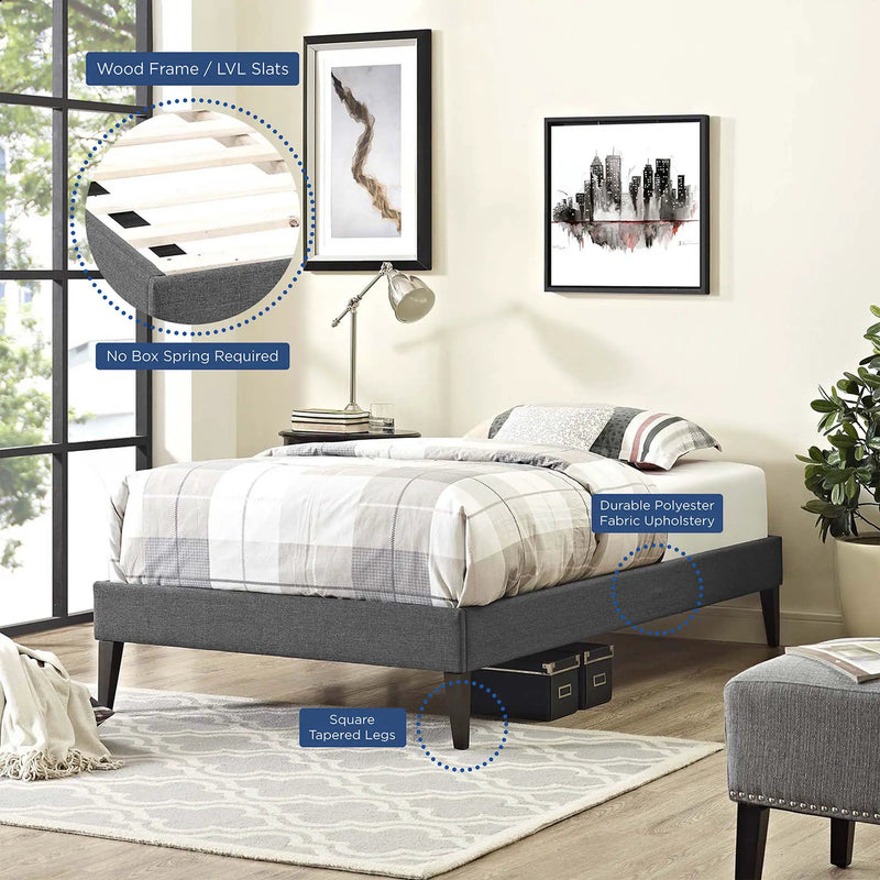 Tessie Fabric Twin Bed Frame with Squared Tapered Legs by Modway by HouseOfZazla