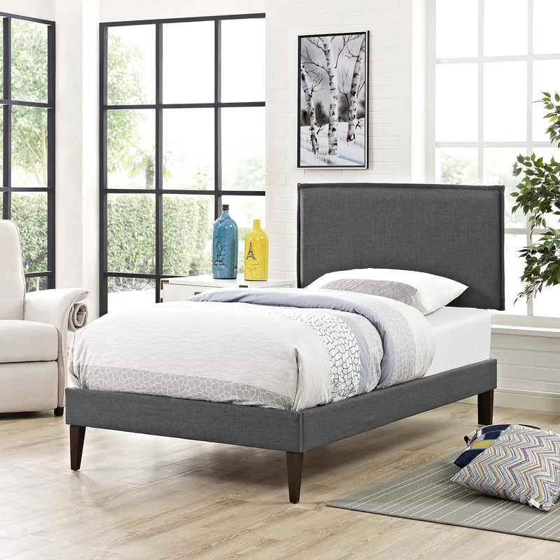 Amaris Fabric Twin Platform Bed with Squared Tapered Legs by Modway by HouseOfZazla