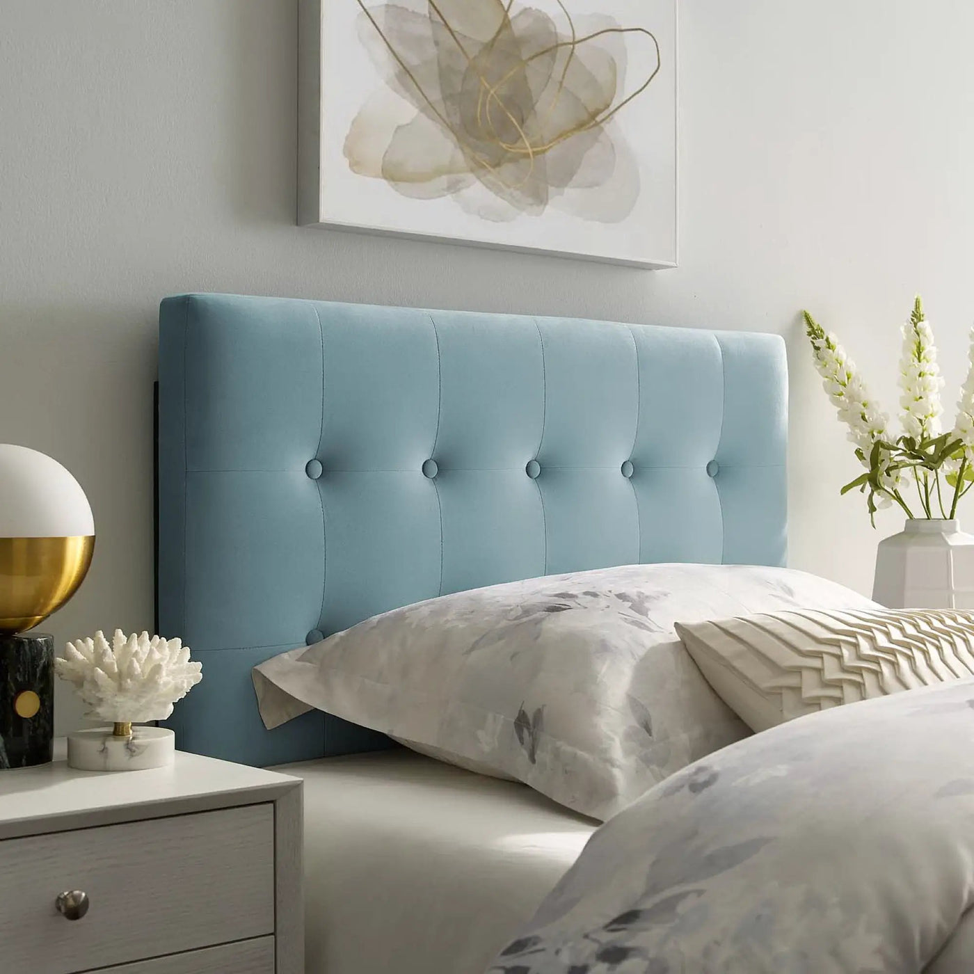 Emily Biscuit Tufted Performance Velvet Twin Headboard by HouseOfZazla