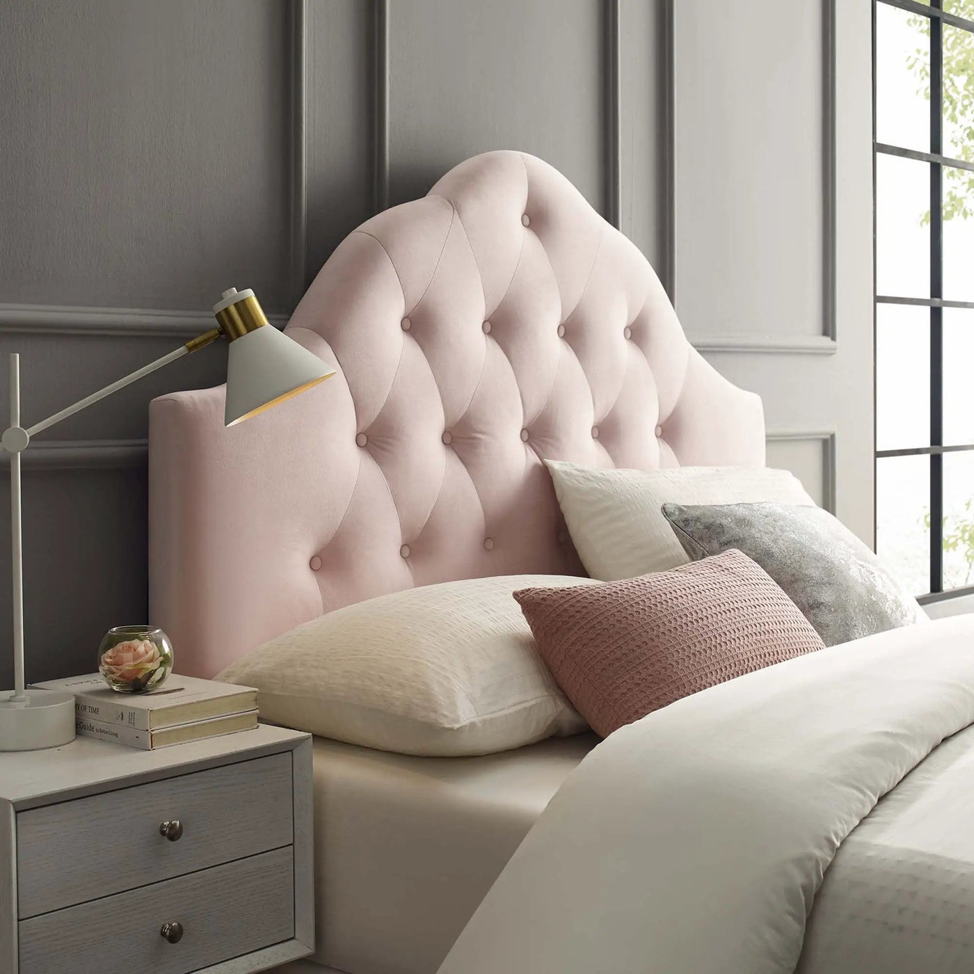 Sovereign Diamond Tufted Performance Velvet Queen Headboard by HouseOfZazla