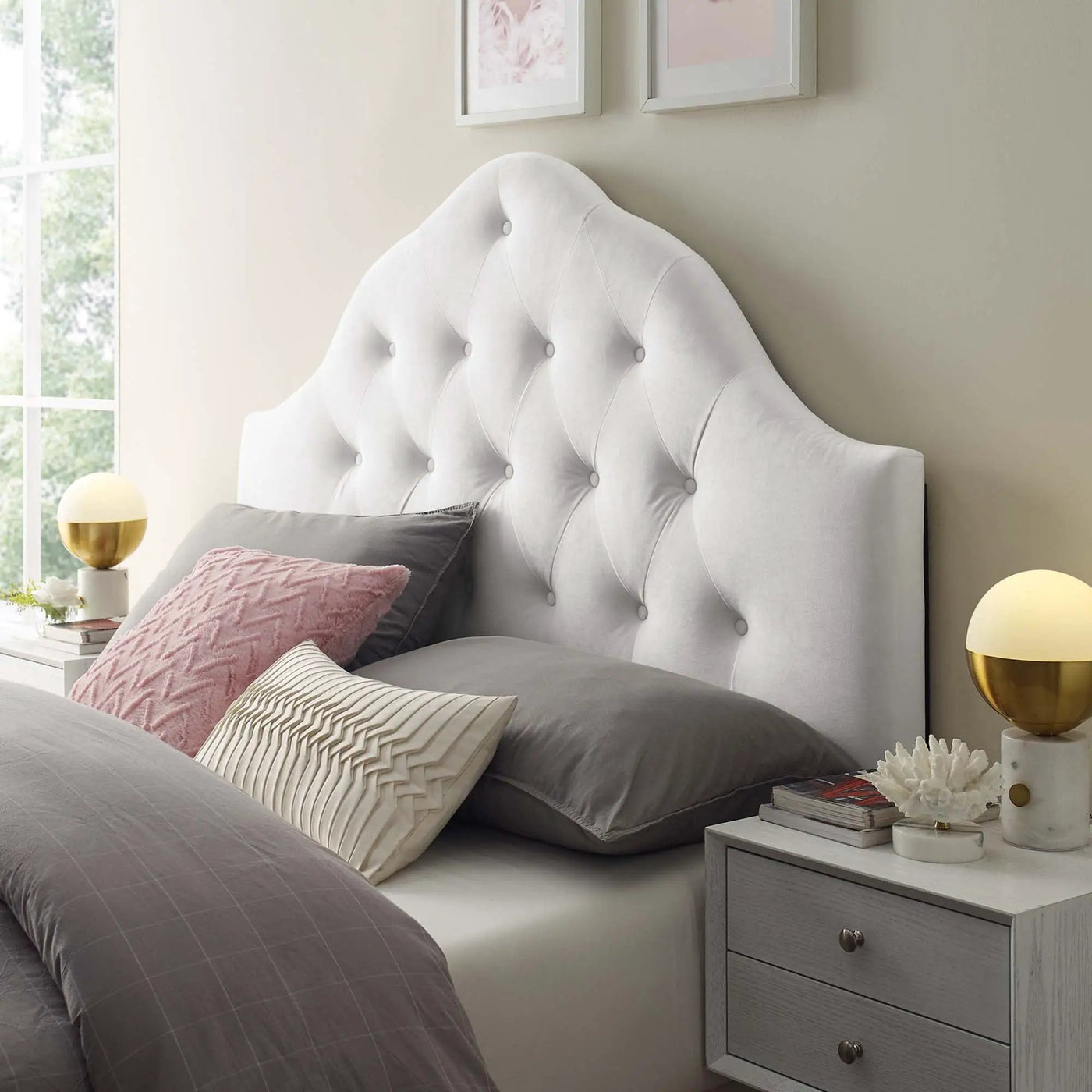 Sovereign Diamond Tufted Performance Velvet Queen Headboard by HouseOfZazla