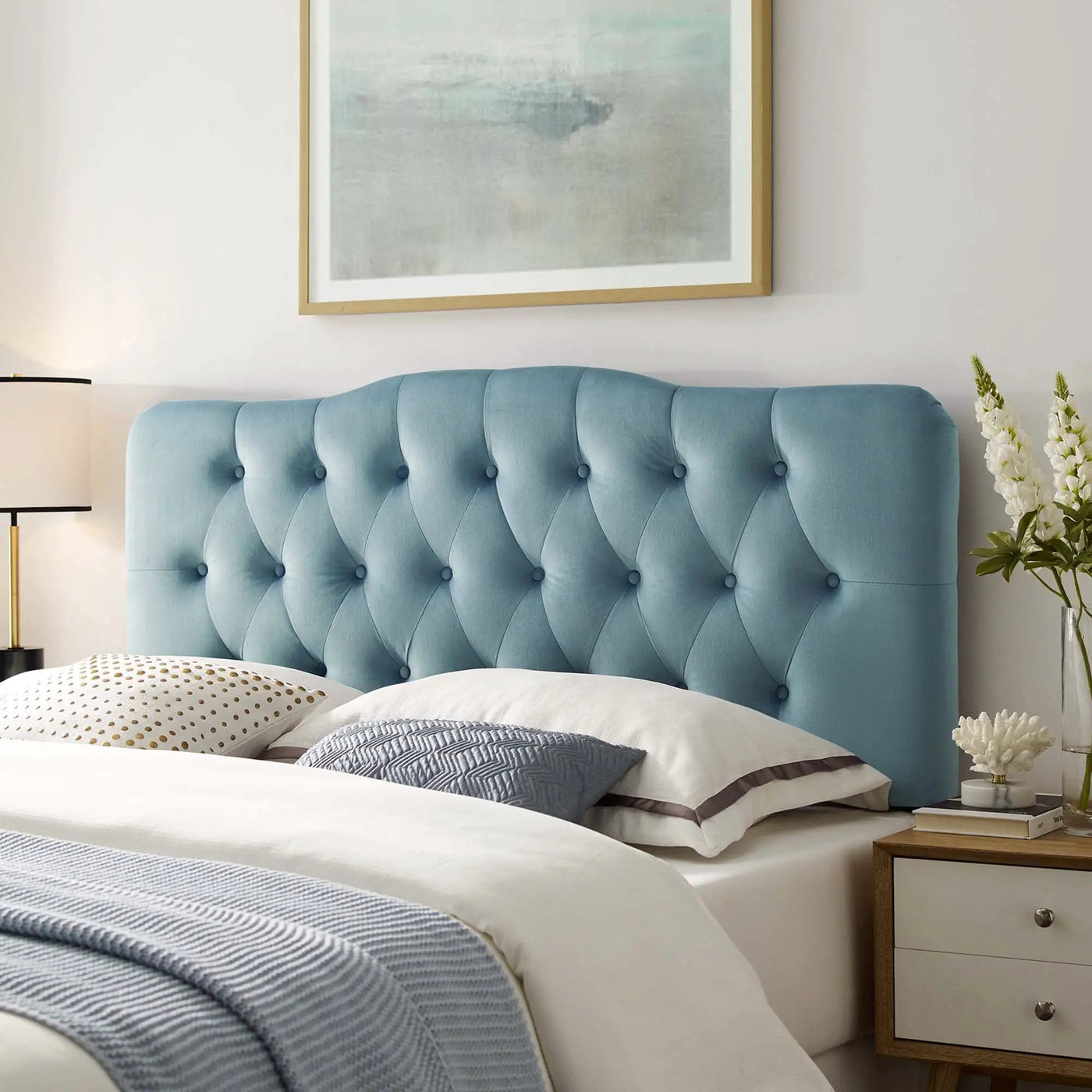 Annabel Diamond Tufted Performance Velvet Queen Headboard by HouseOfZazla
