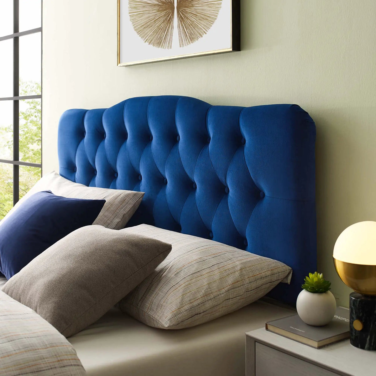 Annabel Diamond Tufted Performance Velvet Queen Headboard by HouseOfZazla