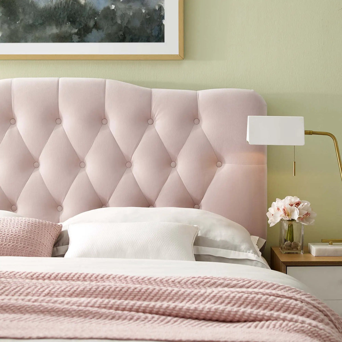 Annabel Diamond Tufted Performance Velvet Queen Headboard by HouseOfZazla