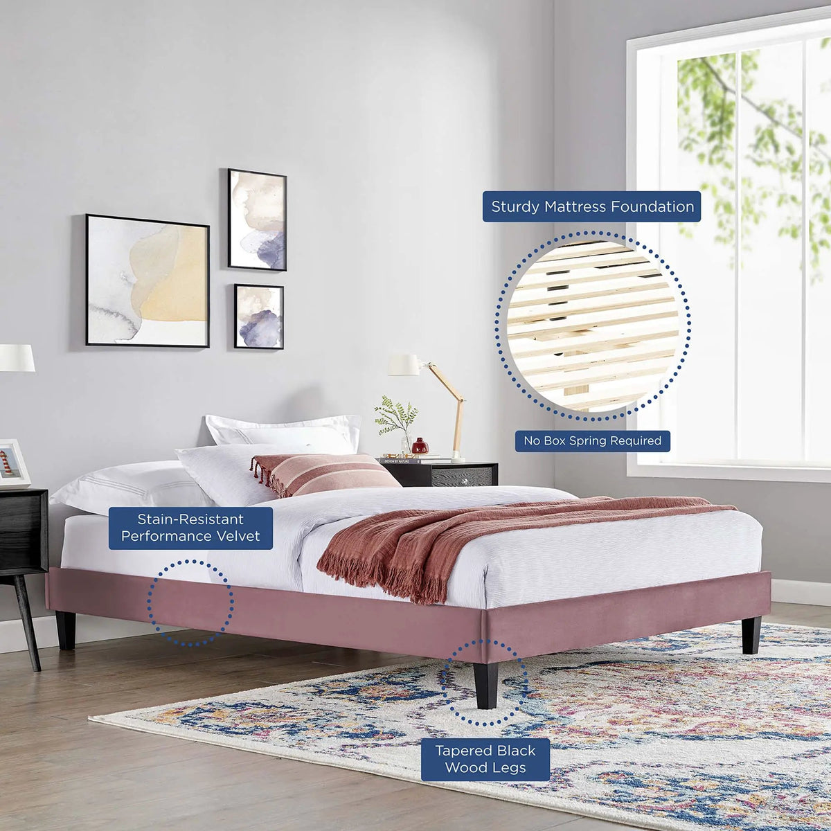 Reign Performance Velvet Twin Platform Bed Frame by Modway by HouseOfZazla