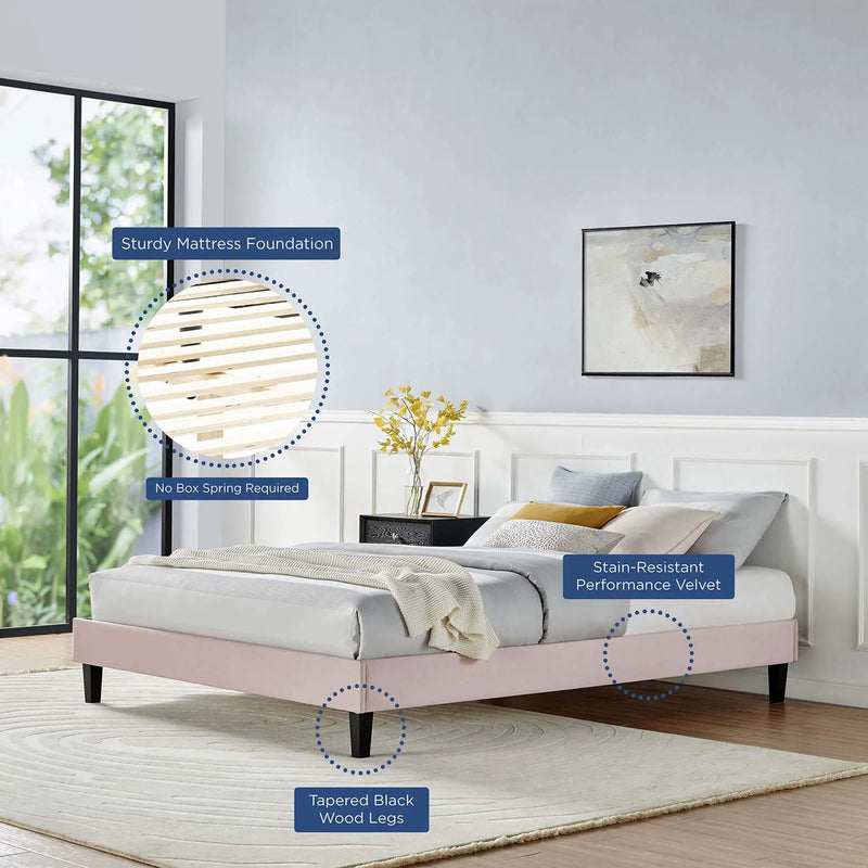Reign Performance Velvet Twin Platform Bed Frame by Modway by HouseOfZazla