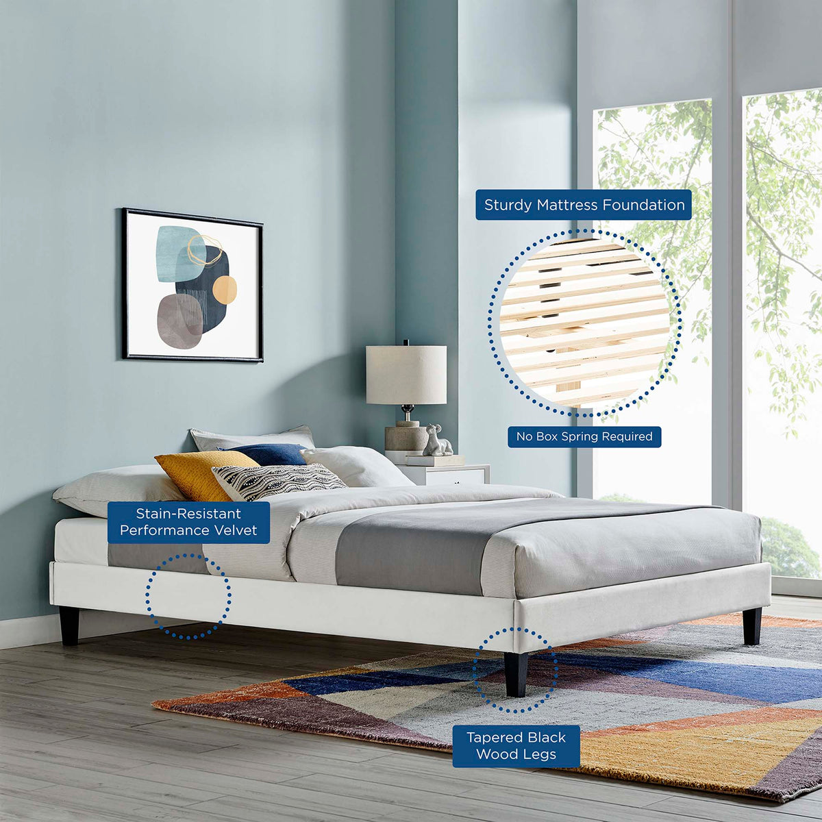 Reign Performance Velvet Platform Bed Frame by Modway, photo 5 of 44