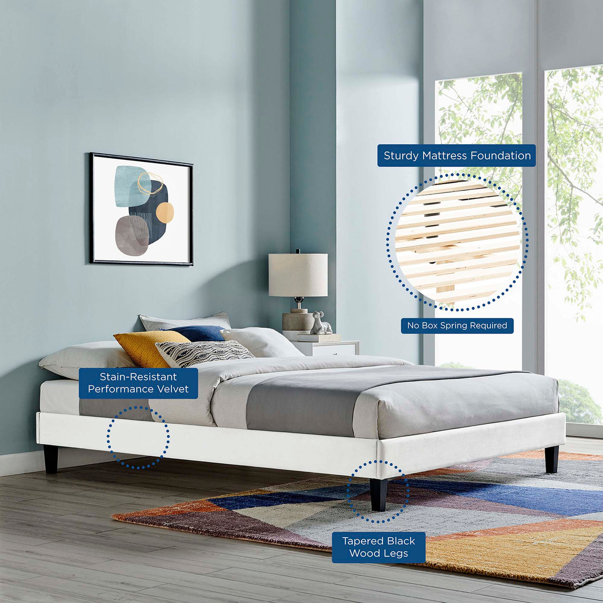 Reign Performance Velvet Platform Bed Frame by Modway, photo 20 of 44