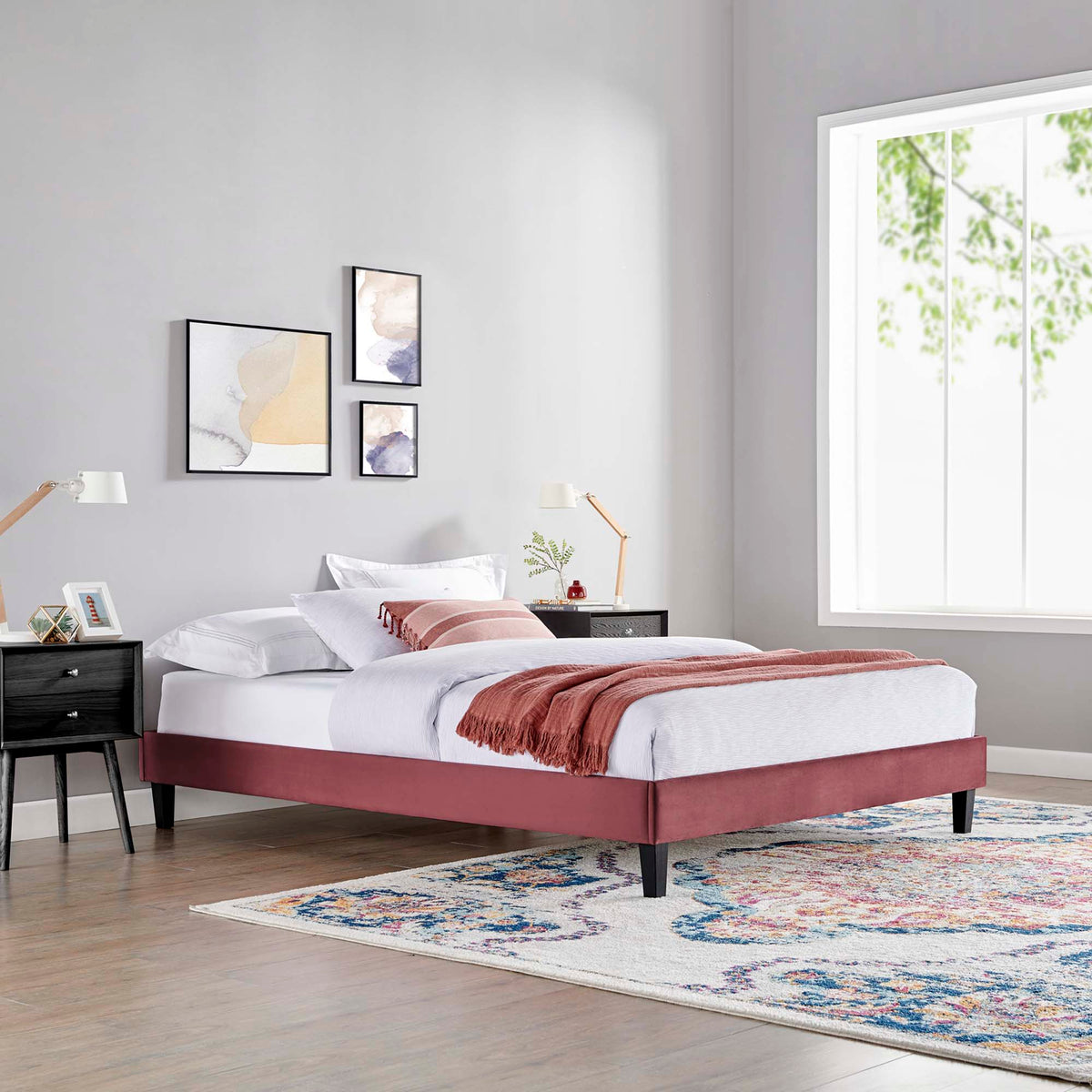 Reign Performance Velvet Platform Bed Frame by Modway, photo 24 of 44
