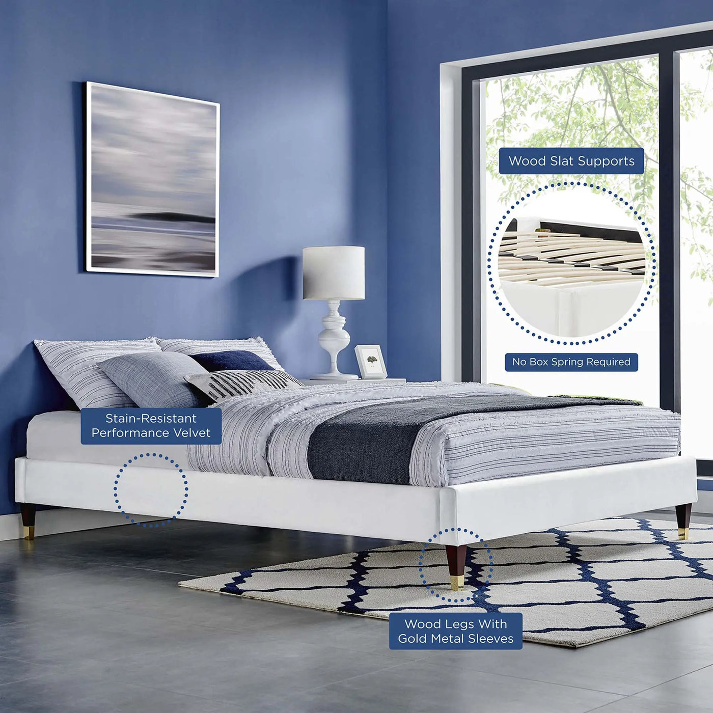 Harlow Performance Velvet Queen Platform Bed Frame by Modway by HouseOfZazla