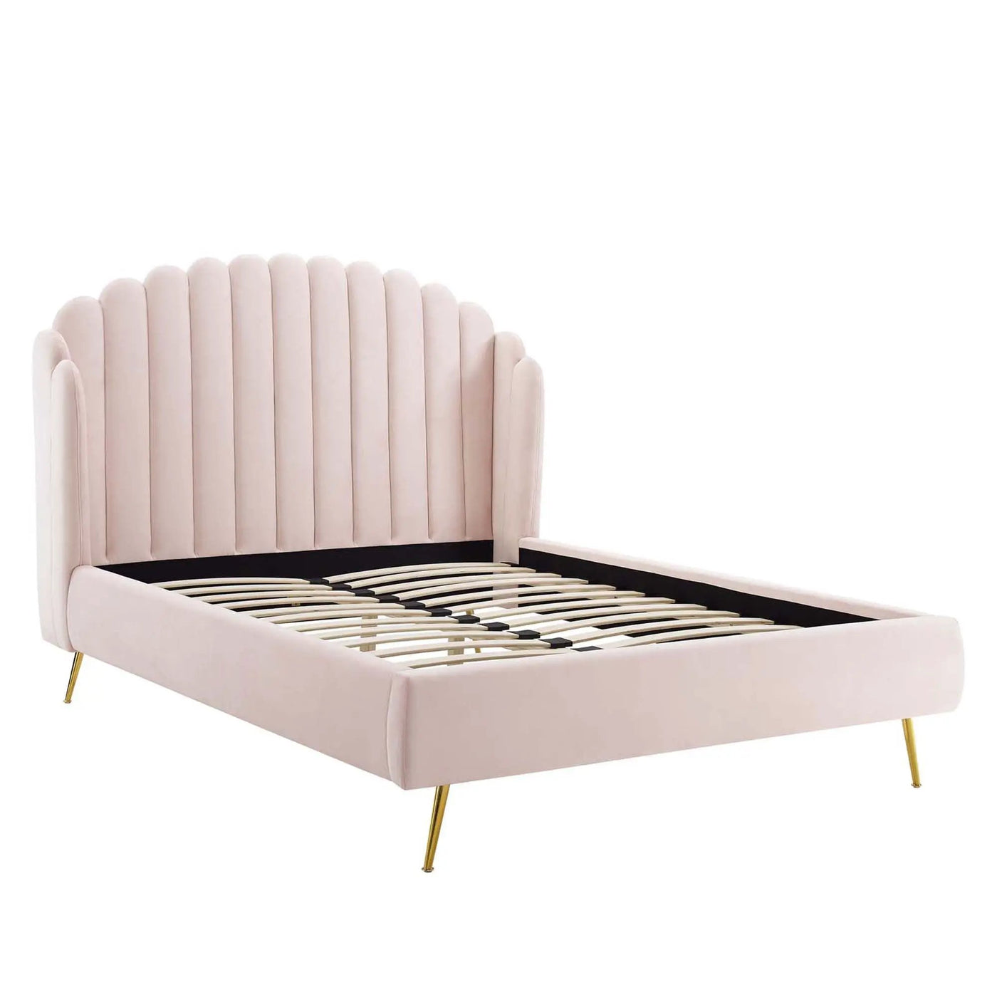 Lana Performance Velvet Queen Wingback Platform Bed by Modway by HouseOfZazla