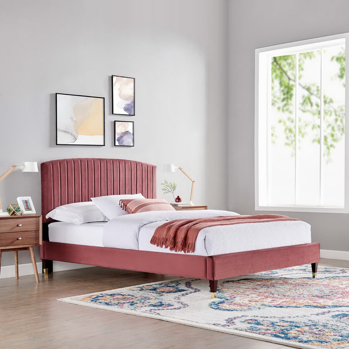 Alessi Performance Velvet Platform Bed by Modway, photo 23 of 28