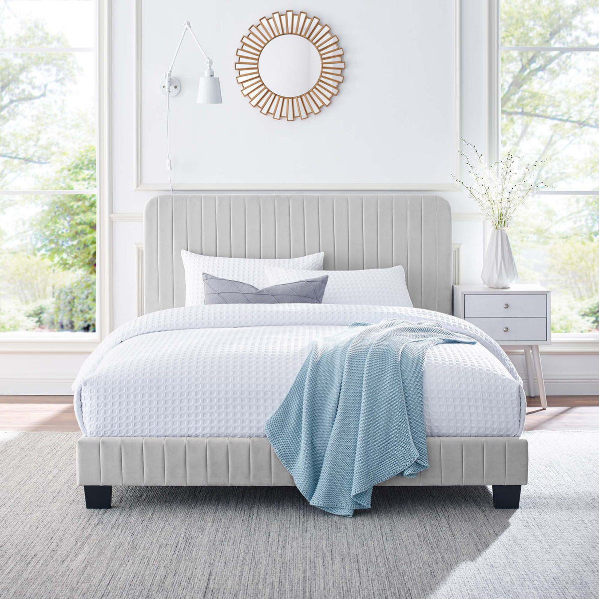Celine Channel Tufted Performance Velvet Queen Platform Bed by Modway, photo 14 of 24