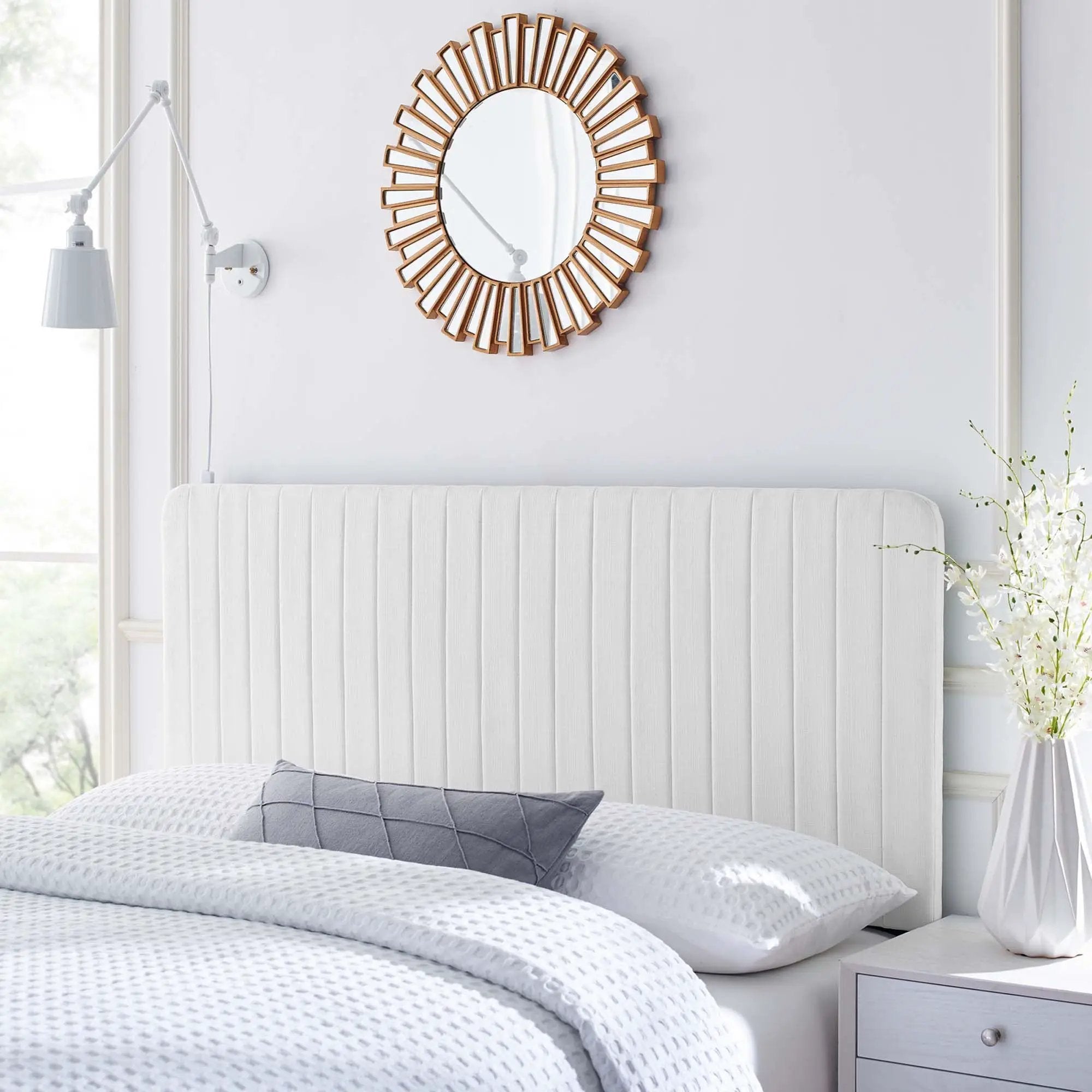 Milenna Channel Tufted Upholstered Fabric Full/Queen Headboard by HouseOfZazla