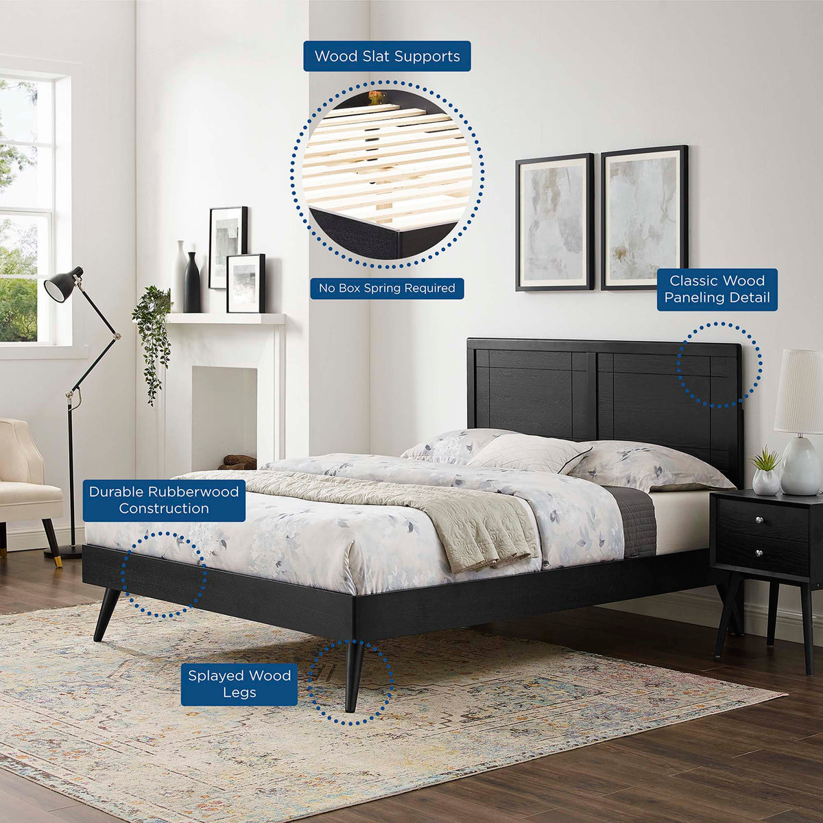 Marlee Wood Platform Bed With Splayed Legs by Modway, photo 9 of 40