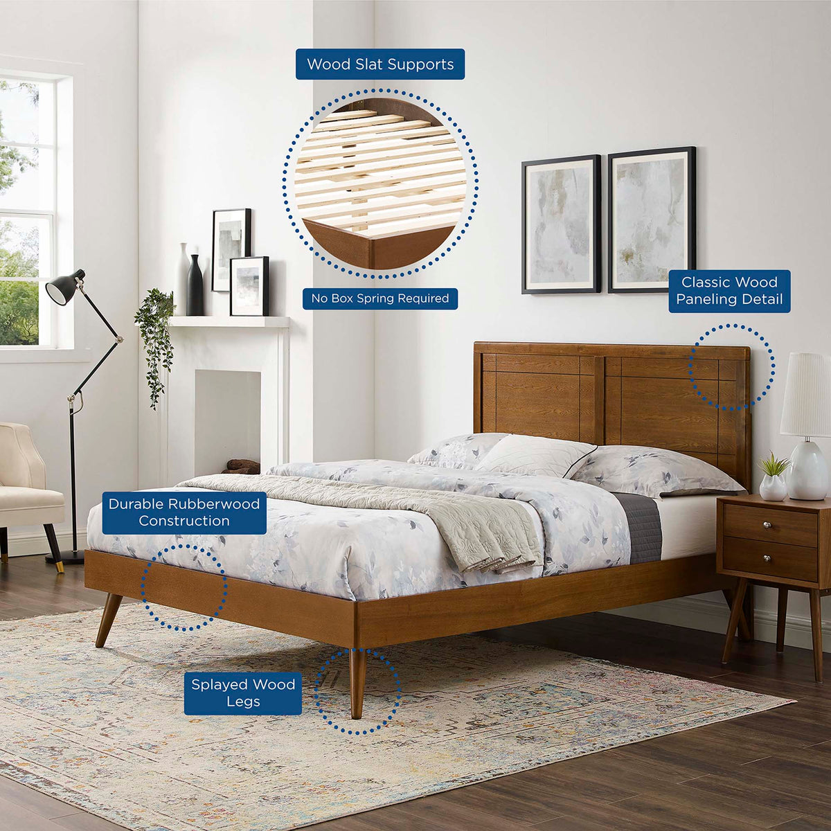 Marlee Wood Platform Bed With Splayed Legs by Modway, photo 21 of 40