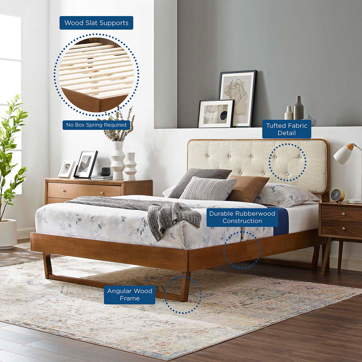 Bridgette Wood Queen Platform Bed With Angular Frame by Modway, photo 9 of 24