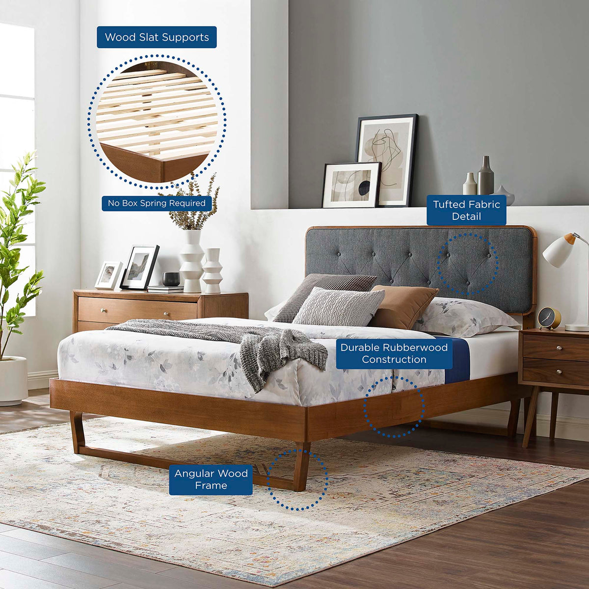 Bridgette Wood Queen Platform Bed With Angular Frame by Modway, photo 21 of 24