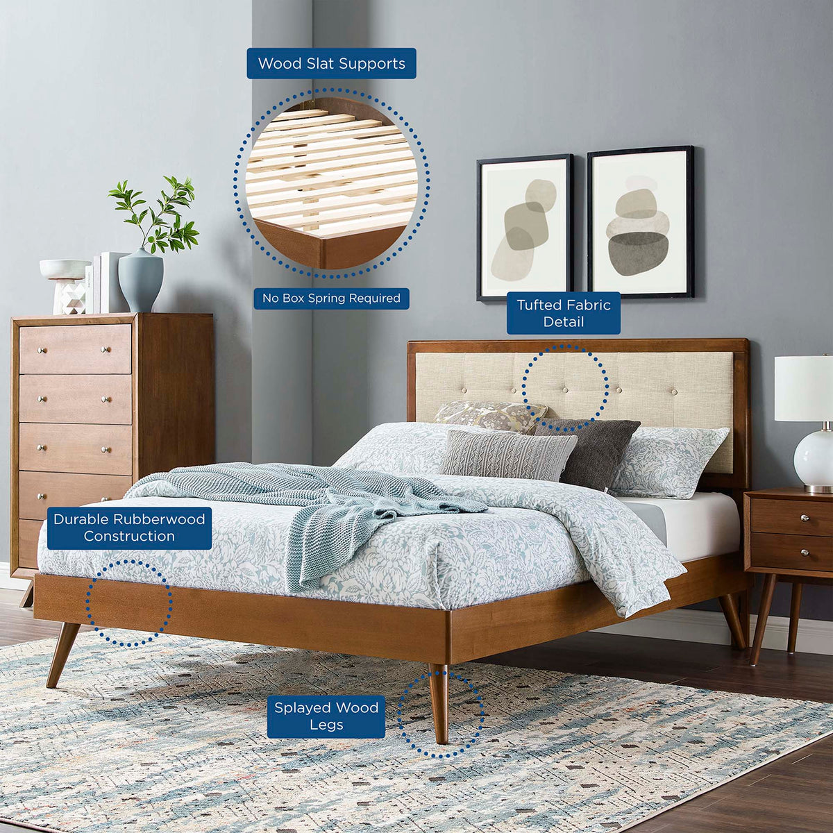 Willow Wood Full Platform Bed With Splayed Legs by Modway, photo 17 of 31