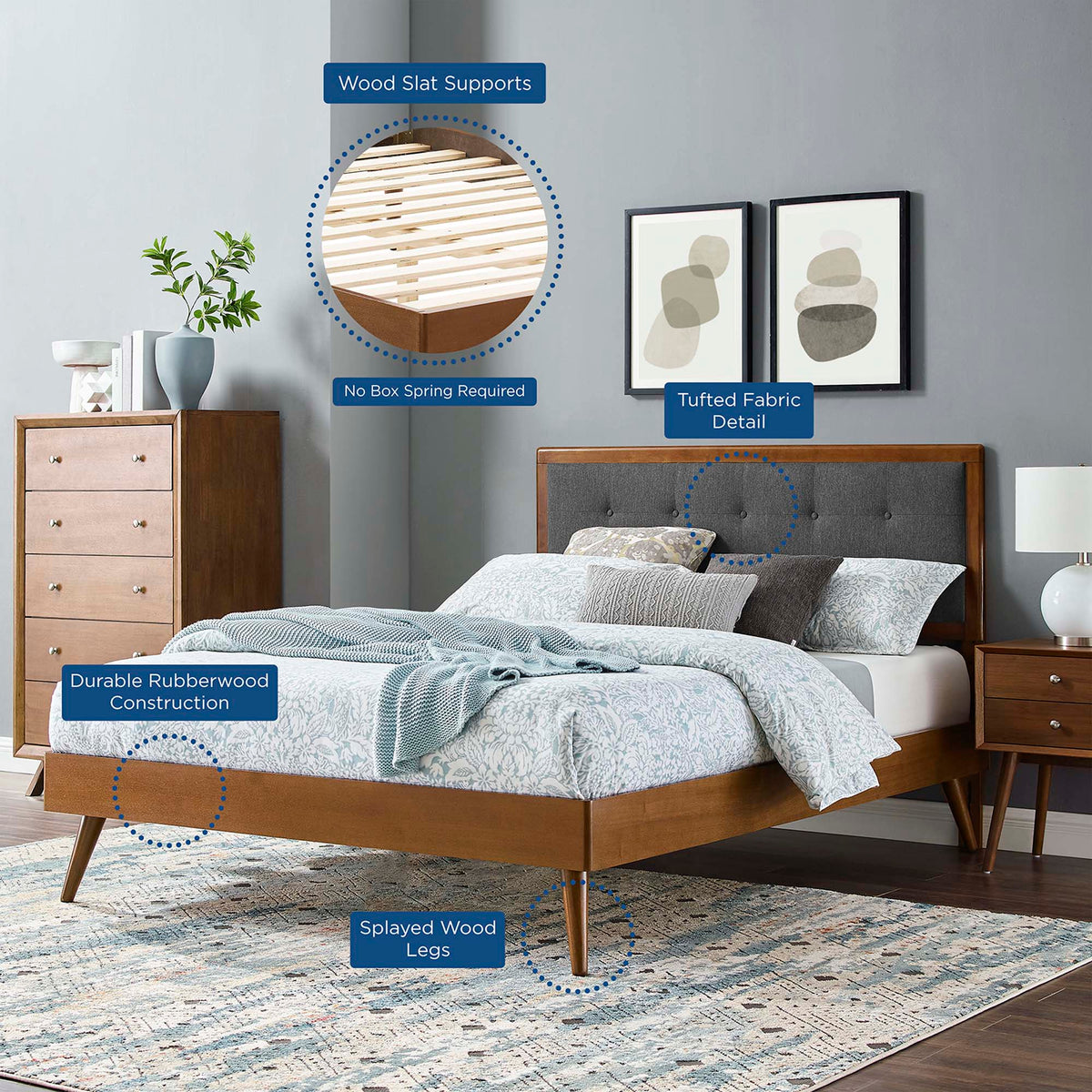 Willow Wood Full Platform Bed With Splayed Legs by Modway, photo 31 of 31