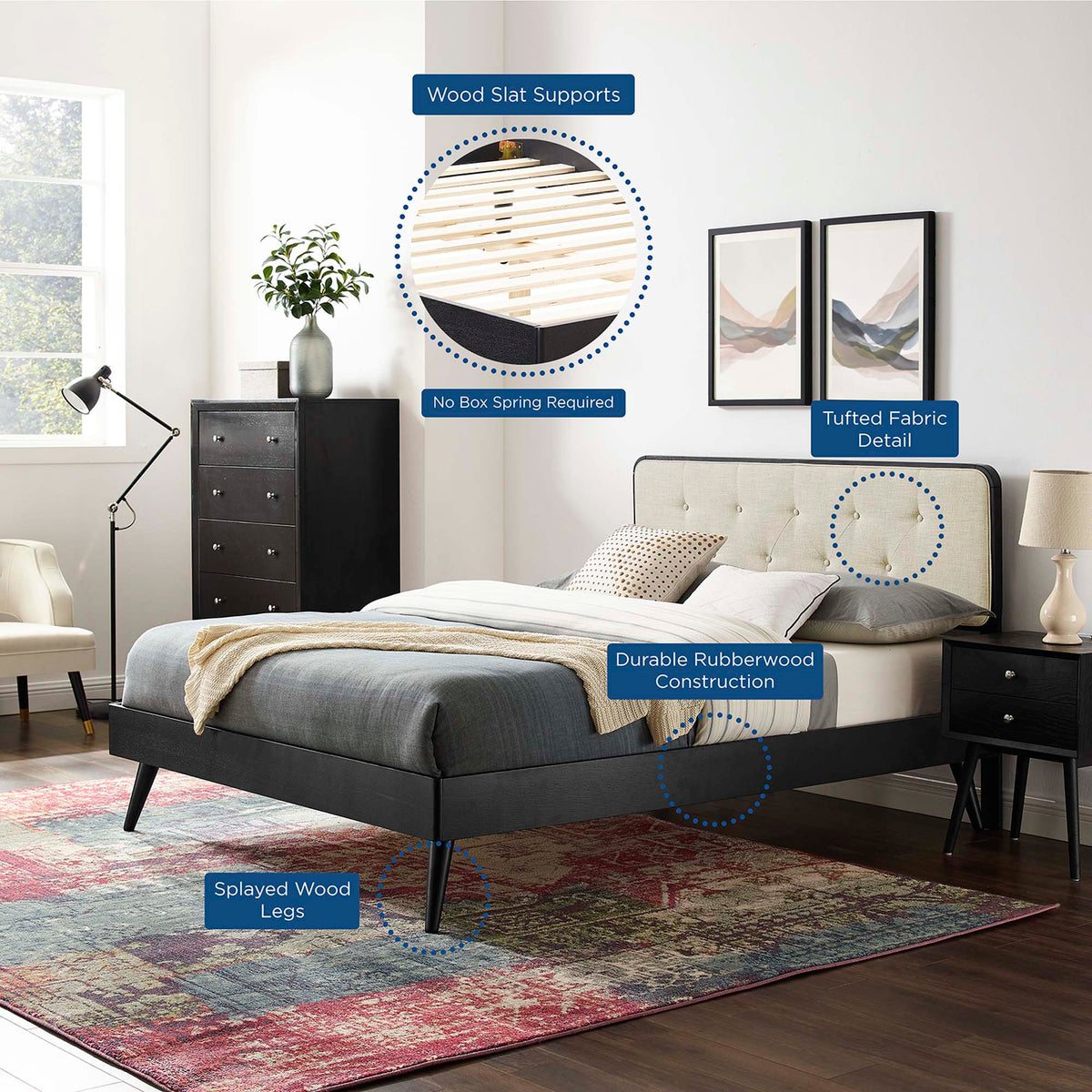 Bridgette Wood King Platform Bed With Splayed Legs by Modway, photo 9 of 36