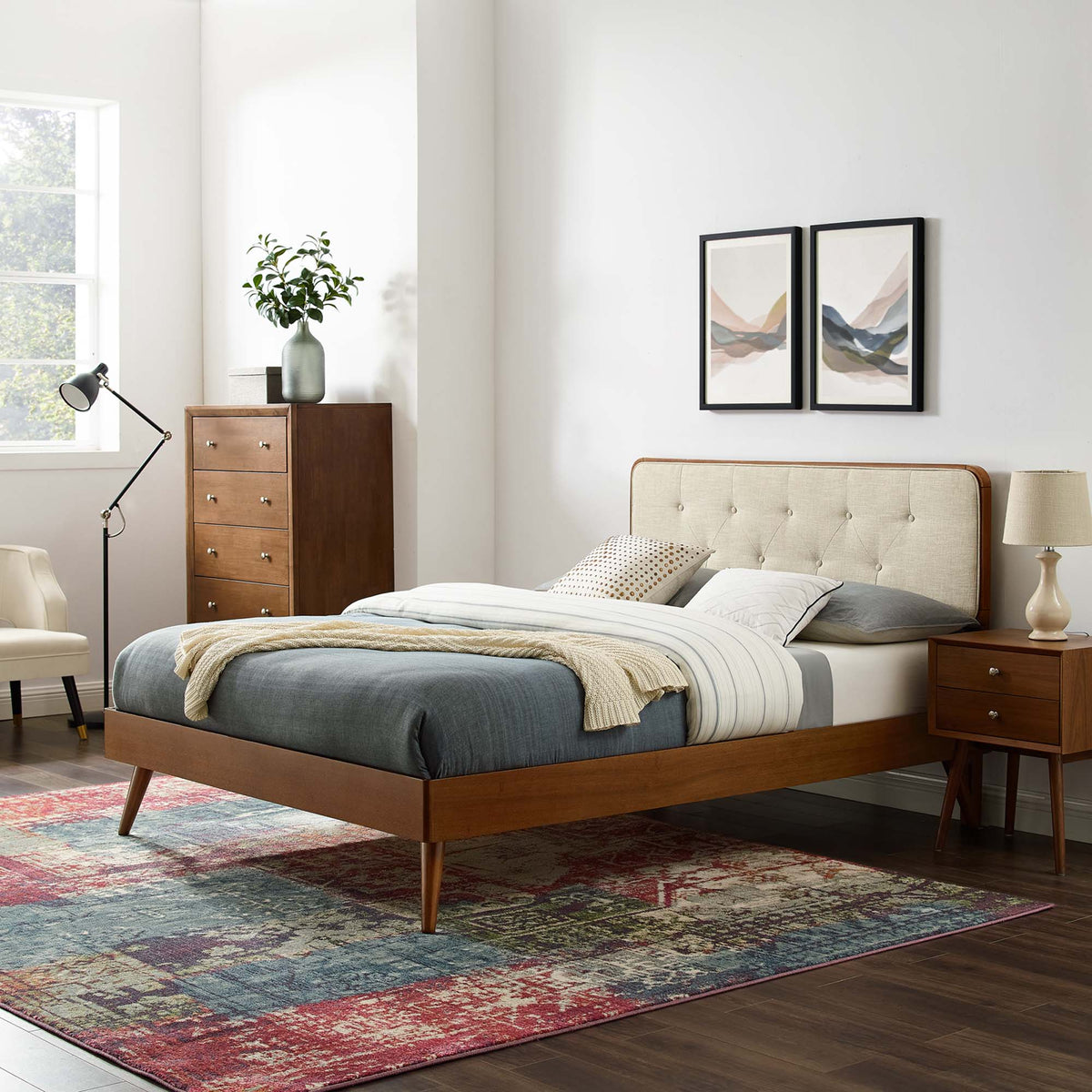 Bridgette Wood King Platform Bed With Splayed Legs by Modway, photo 20 of 36