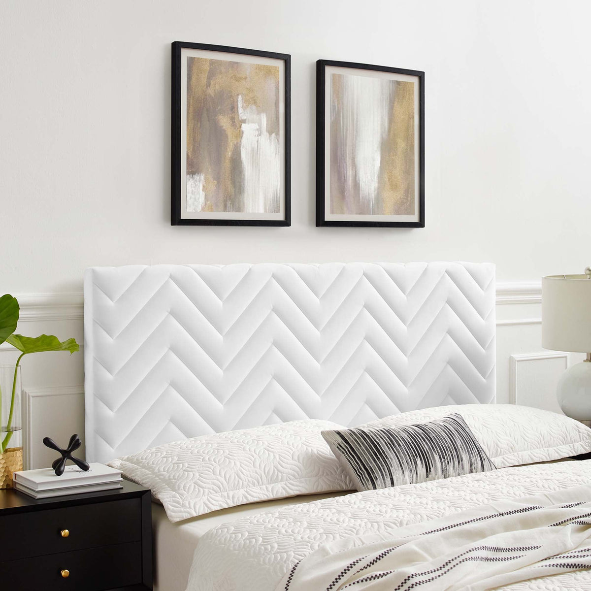 Mercy Chevron Tufted Performance Velvet Headboard by Modway, photo 13 of 14